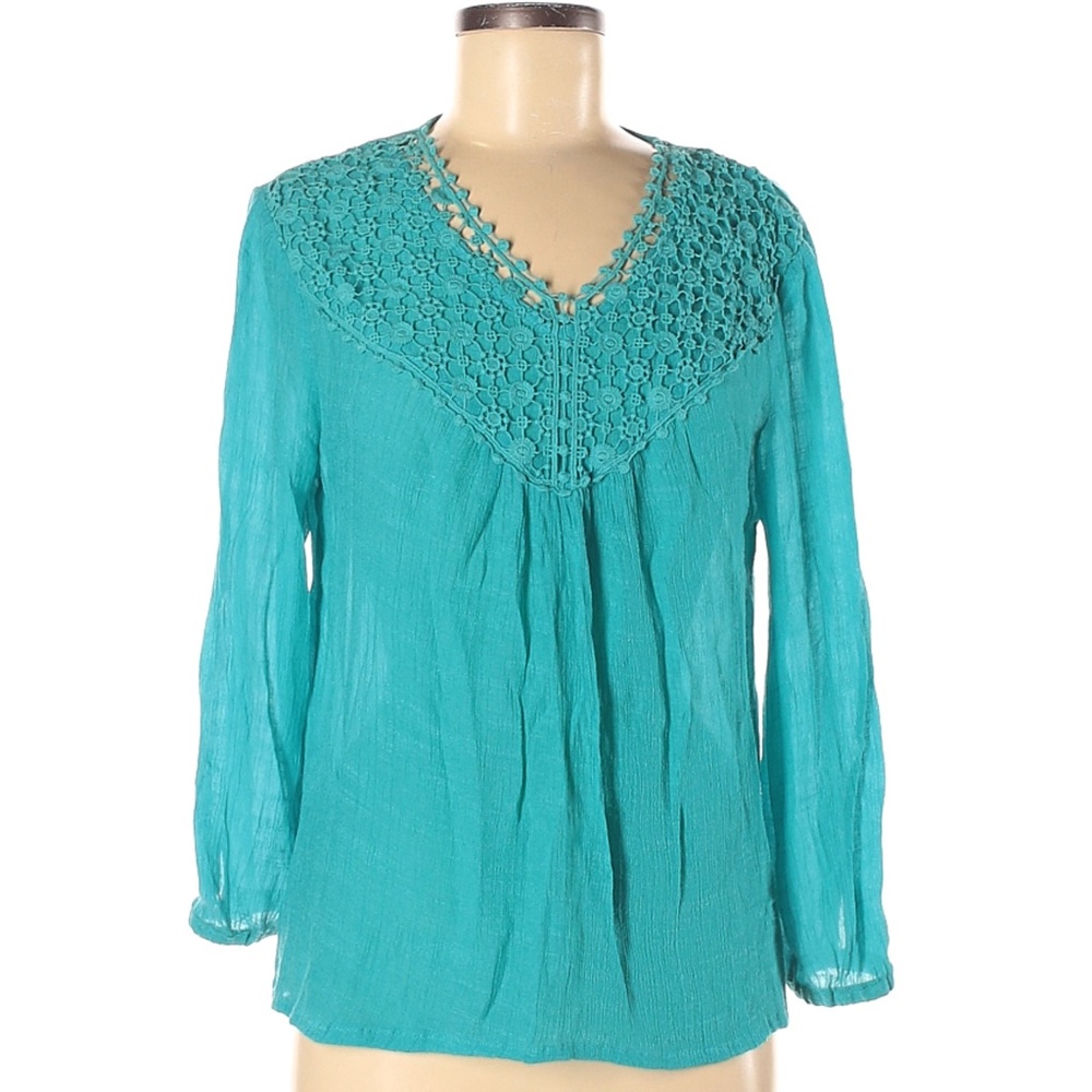 Indigo Soul - Boho ¾ sleeve crochet top blouse